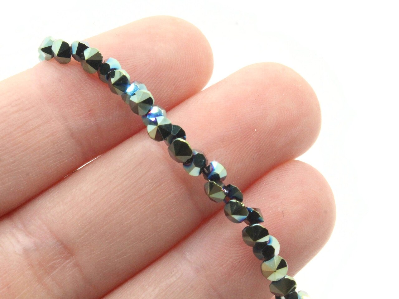 145 3mm Cadet Blue Glass Faceted Diamond Shaped Beads Full Strand